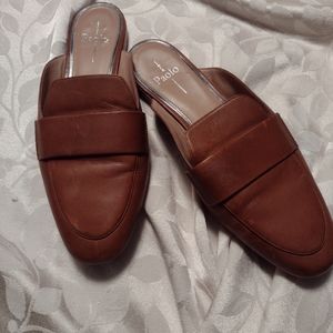 Linea Paolo Leather Brown Women's Mules Slip On Flats SZ10